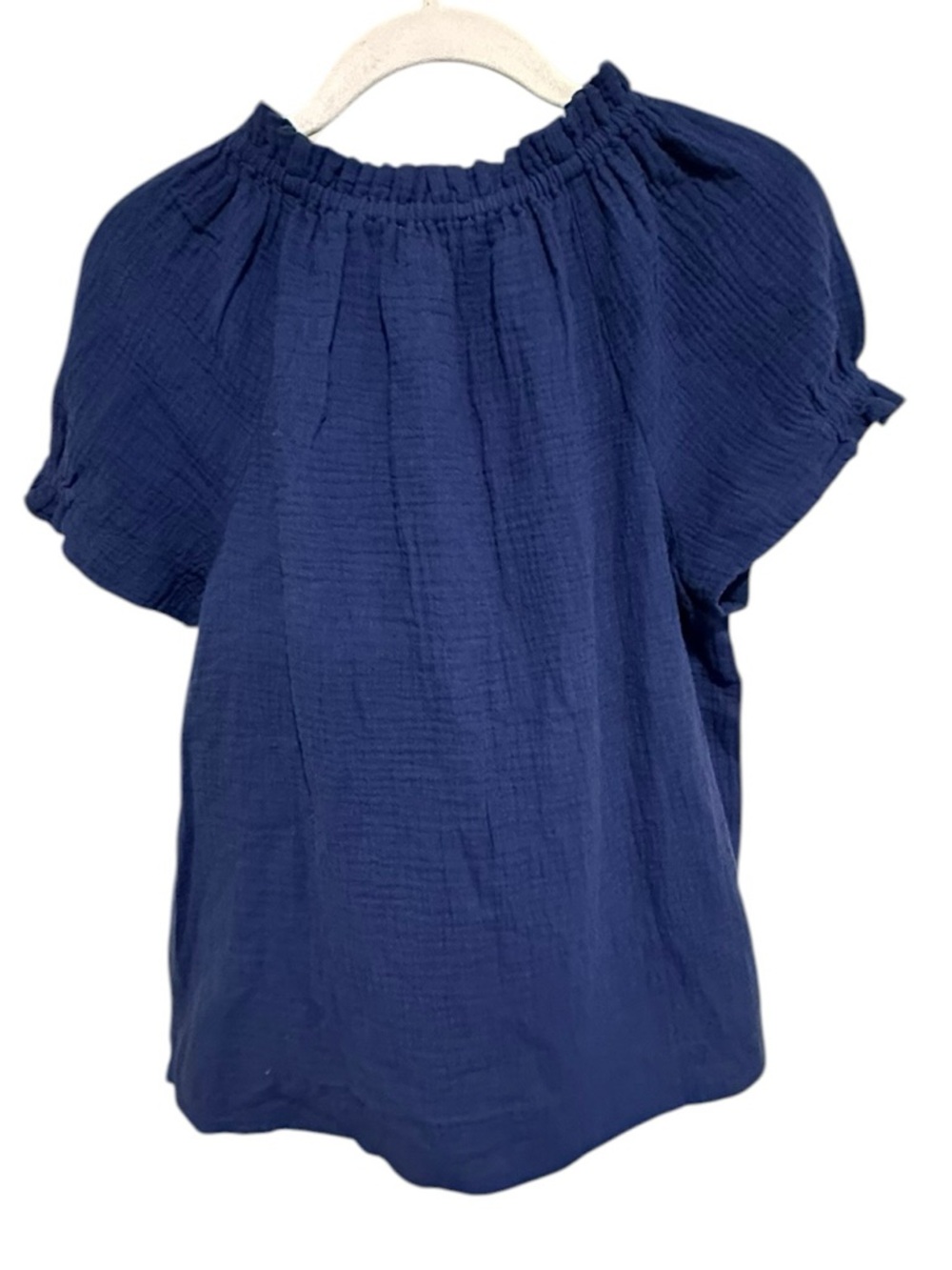 Tommy Bahama Island Gauze Navy Textured Button-Down Puff Sleeve Blouse NWOT - Picture 3 of 3